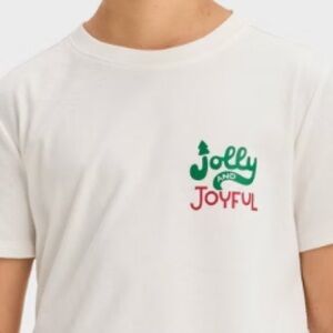 New! Boys' Short Sleeve ‘Joyful & Jolly' Graphic T-Shirt - Cat & Jack™ Cream XXL